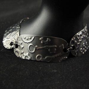 Black Embossed Metal Steampunk Bracelet