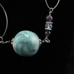 Lentil Swirl Bead Necklace with Amethyst and Swarovski Spacers