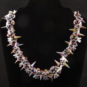 ‘Pink’ Spike Necklace with Glass Pearls